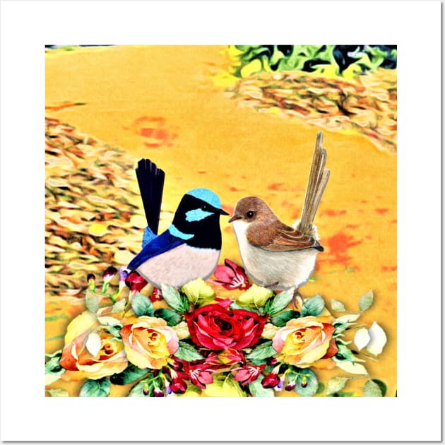 Bird Lovers Fairy Wrens Wall Art by KC Morcom aka KCM Gems n Bling aka KCM Inspirations
